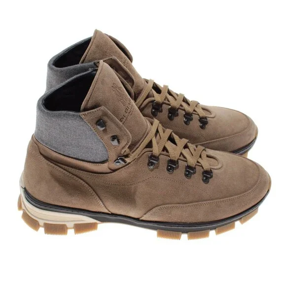Di Bianco NWB Livigno Suede Hiking Boots Size 44.5 US 11.5 Fontanella Oslo Brown